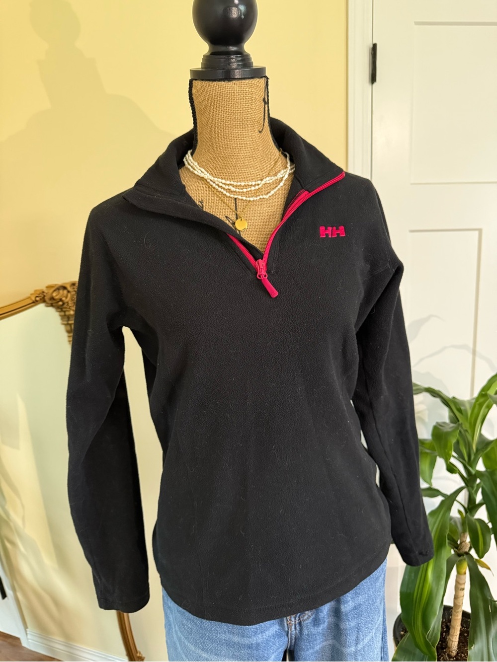 Helly Hansen Black Half-Zip Fleece with Pink Trim